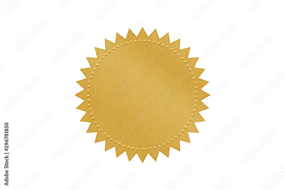gold metallic foil seal label or sticker with clipping path Stock