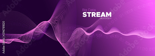 Digital Particles. Purple Big Data Stream. Light 