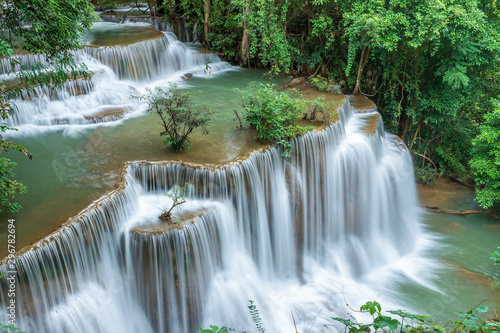 Fototapeta Naklejka Na Ścianę i Meble -  Huai Mae Khamin Waterfall level 4, Khuean Srinagarindra National Park, Kanchanaburi, Thailand
