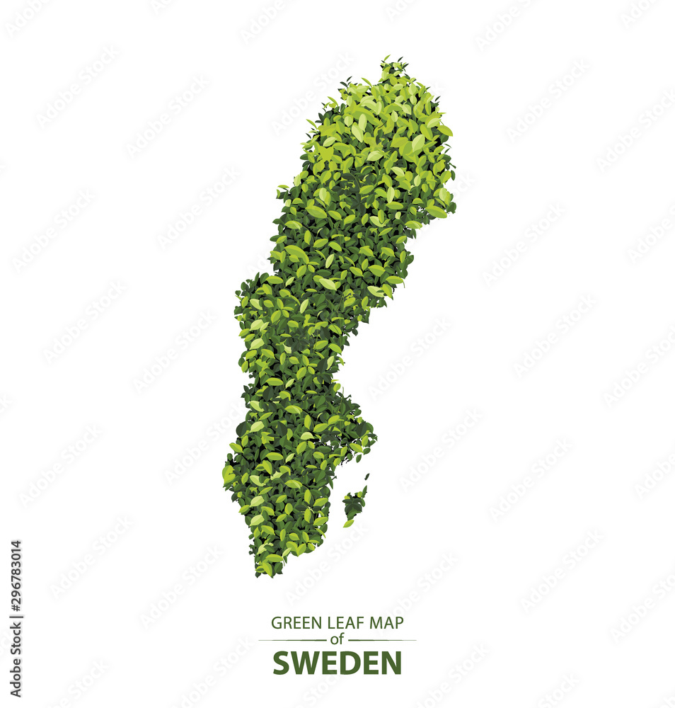 Green leaf map of Sweden
