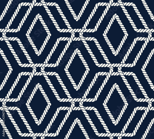 Seamless nautical rope pattern with hexagon shapes