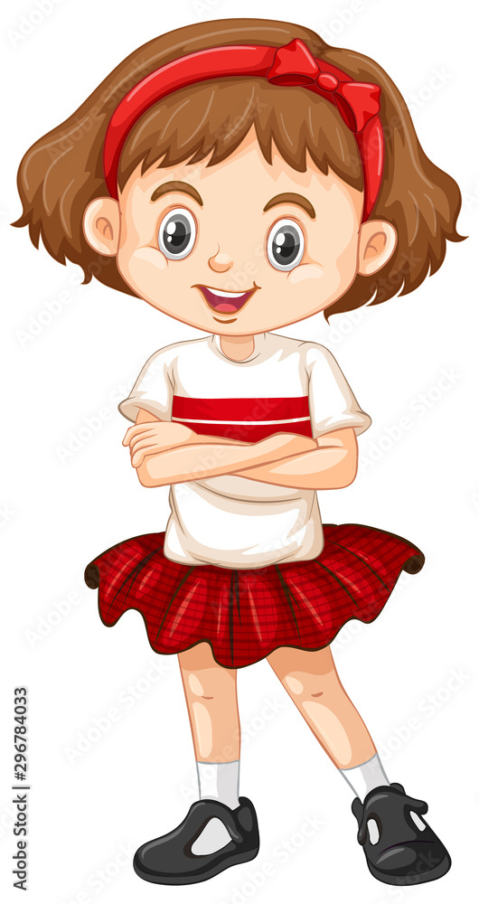 One happy girl in red skirt One happy girl in red skirt