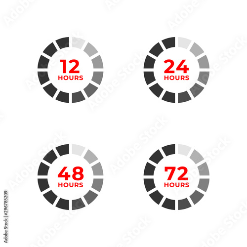 Set color icons of 12, 24, 48, 72 hours