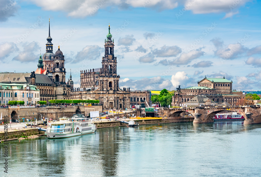 Dresden cityscape and Elbe river, Saxony, Germany