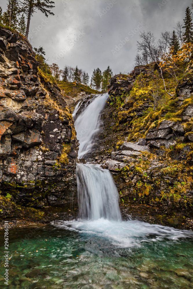 Fototapeta premium mountain waterfall. Khibiny Mountains. Kola peninsula. Murmansk region. Russia