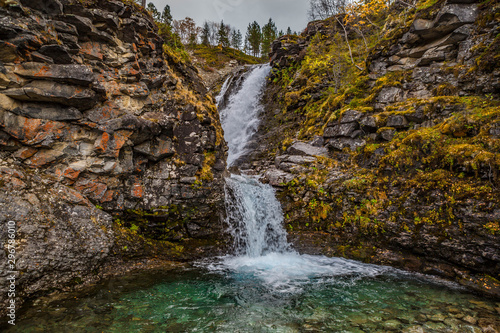 mountain waterfall. Khibiny Mountains. Kola peninsula. Murmansk region. Russia