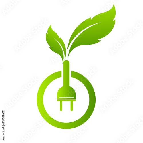 Energy sveing  leaves and electric plugs design photo