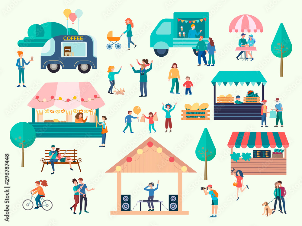 Street Food Market Concept. Vector illustration. Street Food Market Concept. Vector illustration.