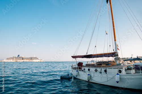 Adriatic sea and ship in Split, Croatia