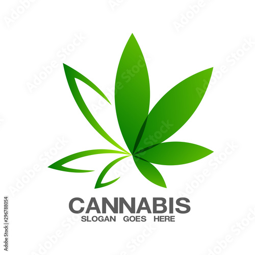 Marijuana and cannabis leaf green nature logo and symbol template Vector