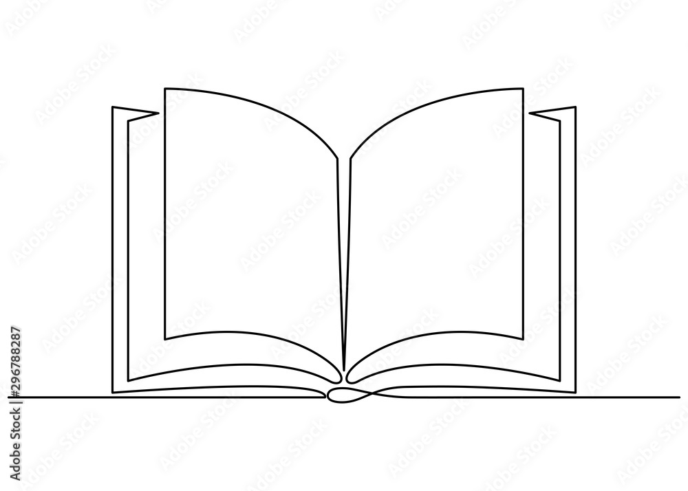 Continuous one line art drawing of book Continuous one line art drawing of book