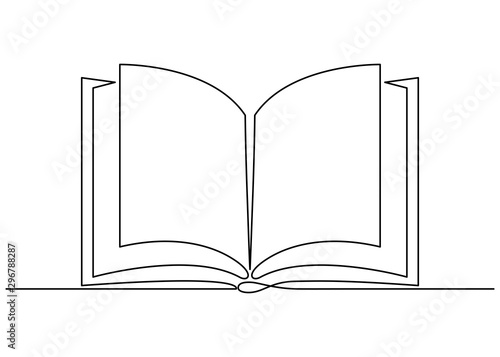 Continuous one line art drawing of book
