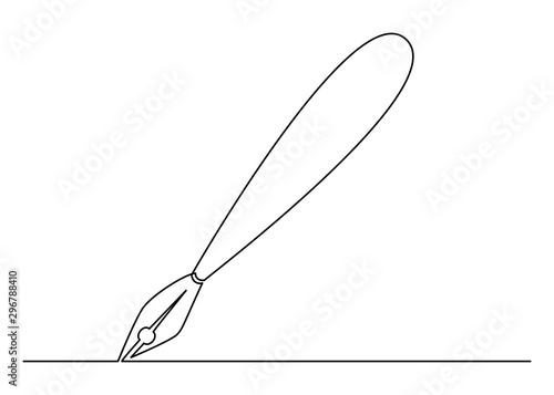 Continuous one line art drawing of fountain ink pen