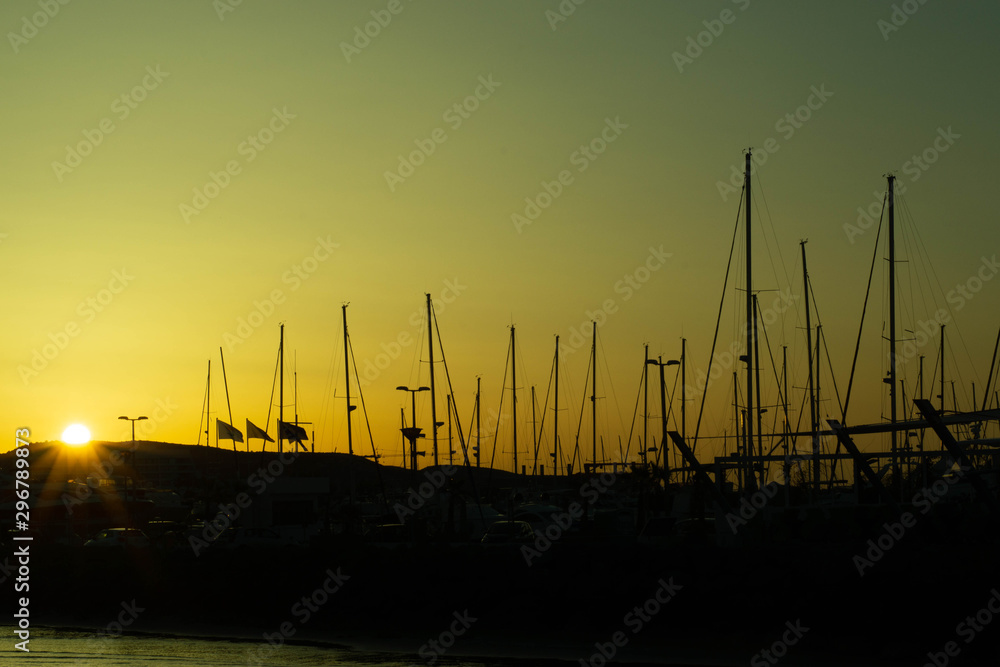sunrise in the ship port