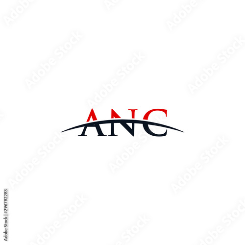 Initial letter ANC, overlapping movement swoosh horizon logo company design inspiration in red and dark blue color vector photo