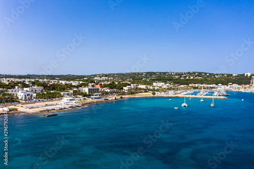 Fototapeta Naklejka Na Ścianę i Meble -  Aerial view, Santa Maria di Leuca with harbor, Lecce province, Salento peninsula, Apulia, Italy