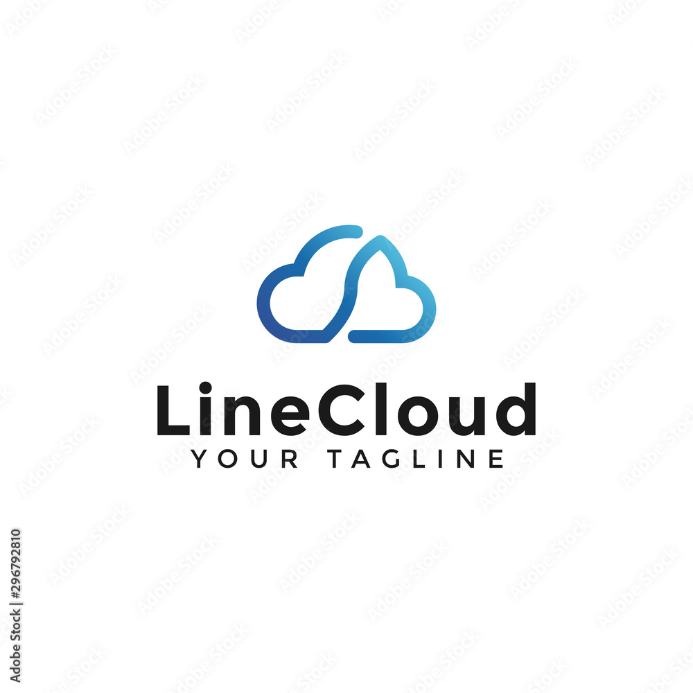 Simple Line Cloud Logo Design Template Simple Line Cloud Logo Design Template