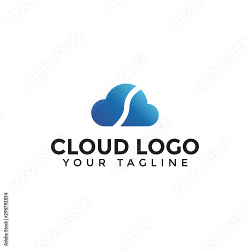 Simple Cloud Tech Logo Design Template