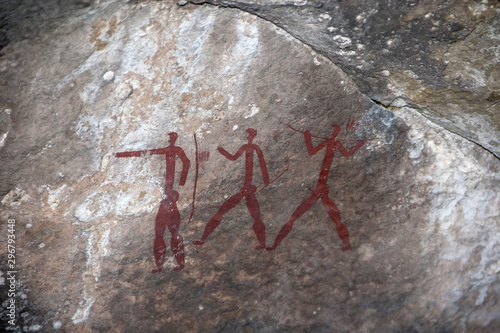 San bushman rock painting of three figures