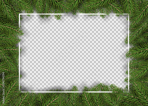 christmas fir tree border for decor and picture frame vector illustration. 