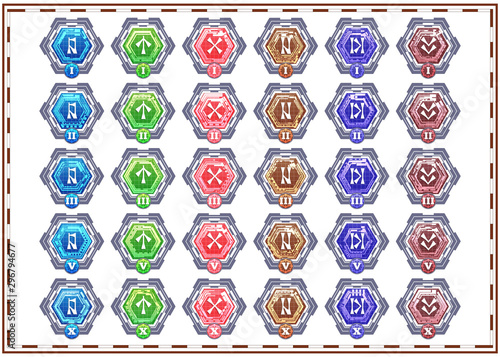 A set of badges for the game. Isolated on white background. Vector illustration.