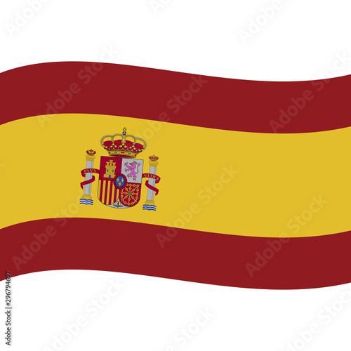 Kingdom of Spain. National flag, wave. Abstract concept, icon. Vector illustration.