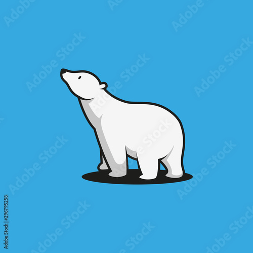 bear logo. polar bear logo. white polar bear isolated on blue background