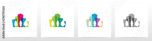 Trees With Colorful Building As The Background Logo Design