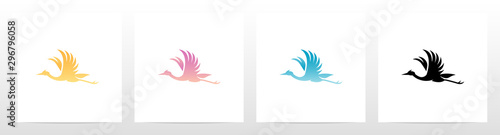 Crane Bird Flying Logo Design