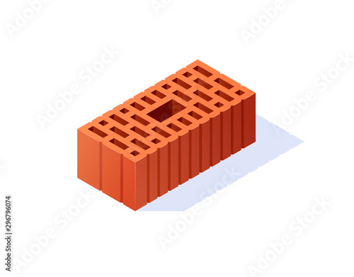 Brick isometric icon in flat style, vector