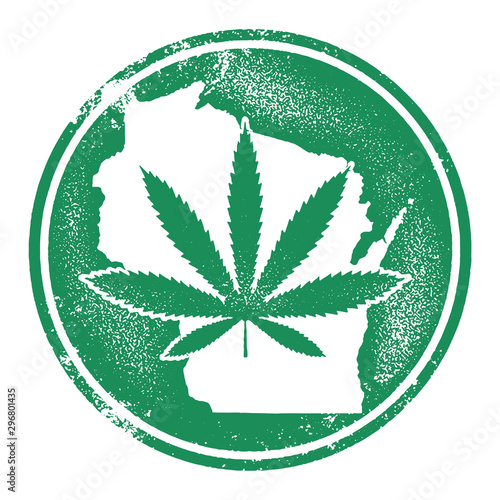 Wisconsin State Marijuana Rubber Stamp