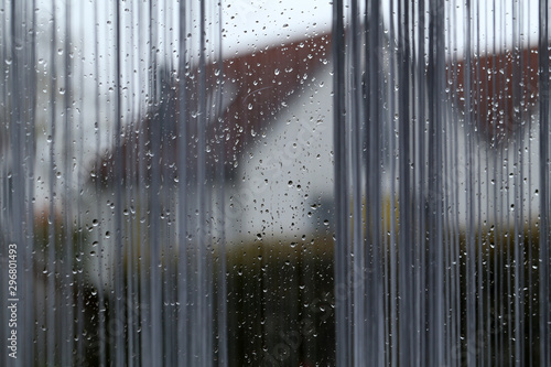 It s raining outside the window - There are drops of water on the windows