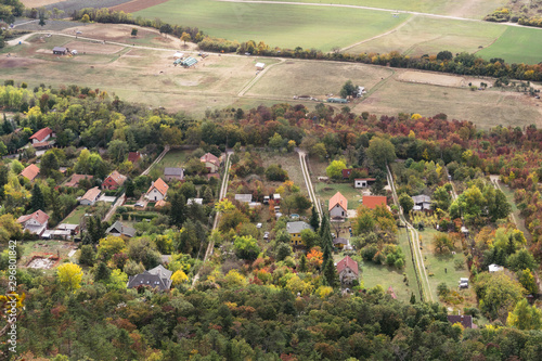 Pilisborosjeno, Hungary - Oct 11, 2019: View of Pilisborosjeno at autumn, a small picturesque village in the Pilis Mountains is a mountainous region in the Transdanubian Mountains photo