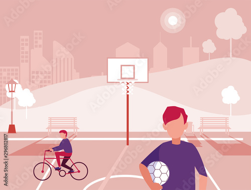 men in park in the city doing sports