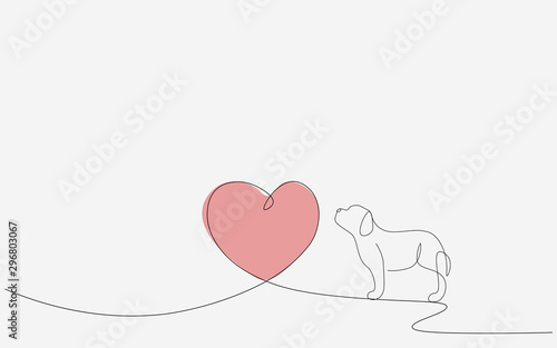 Heart background with puppy love, valentines day vector illustration