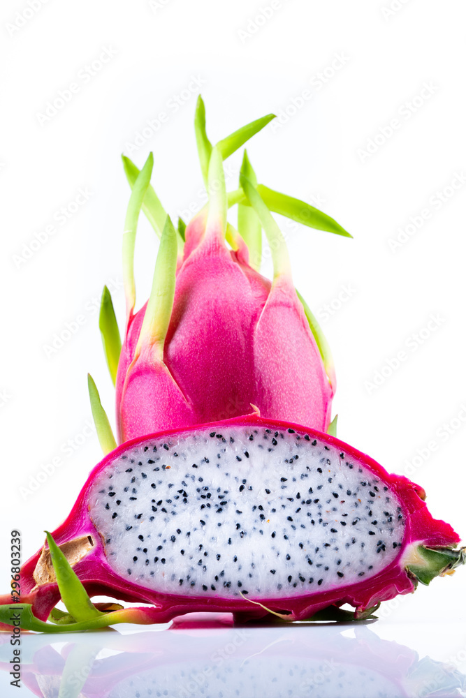 Ripe dragon fruit on white background Ripe dragon fruit on white background