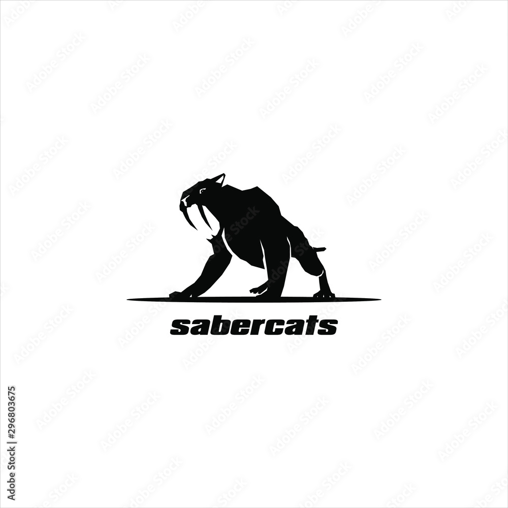 simple modern Sabercats in black color vector for logo design template