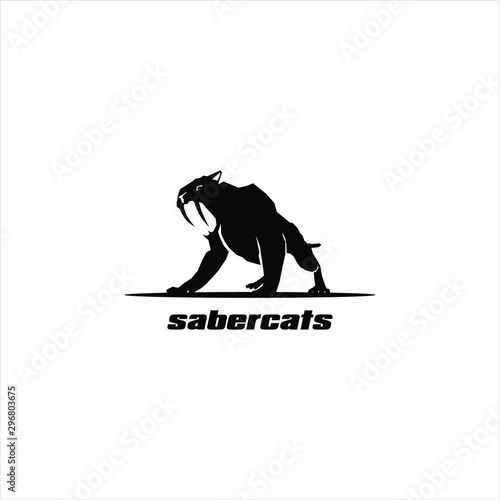  simple modern Sabercats in black color vector for logo design template silhouette