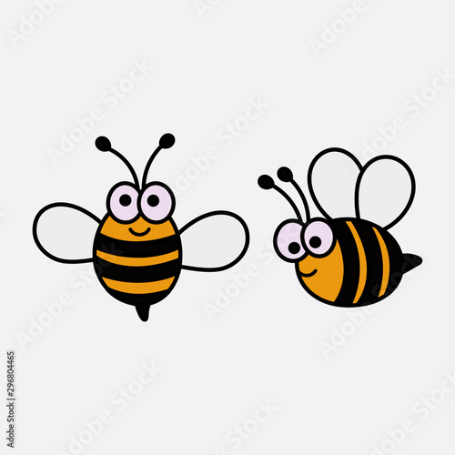 cute baby bee cartoon isolated on white background. illustration vector.