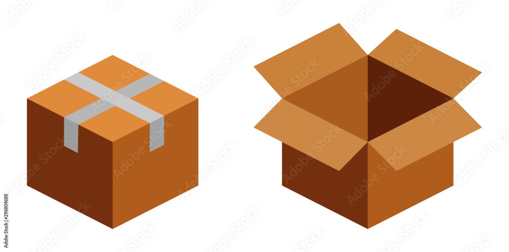 Fototapeta premium brown cardboard box icon isolated on white background. vector Illustration.