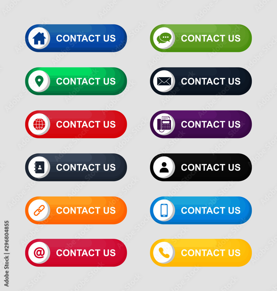 set icons of contact us button Isolated on white background. Vector Illustration. set icons of contact us button Isolated on white background. Vector Illustration.