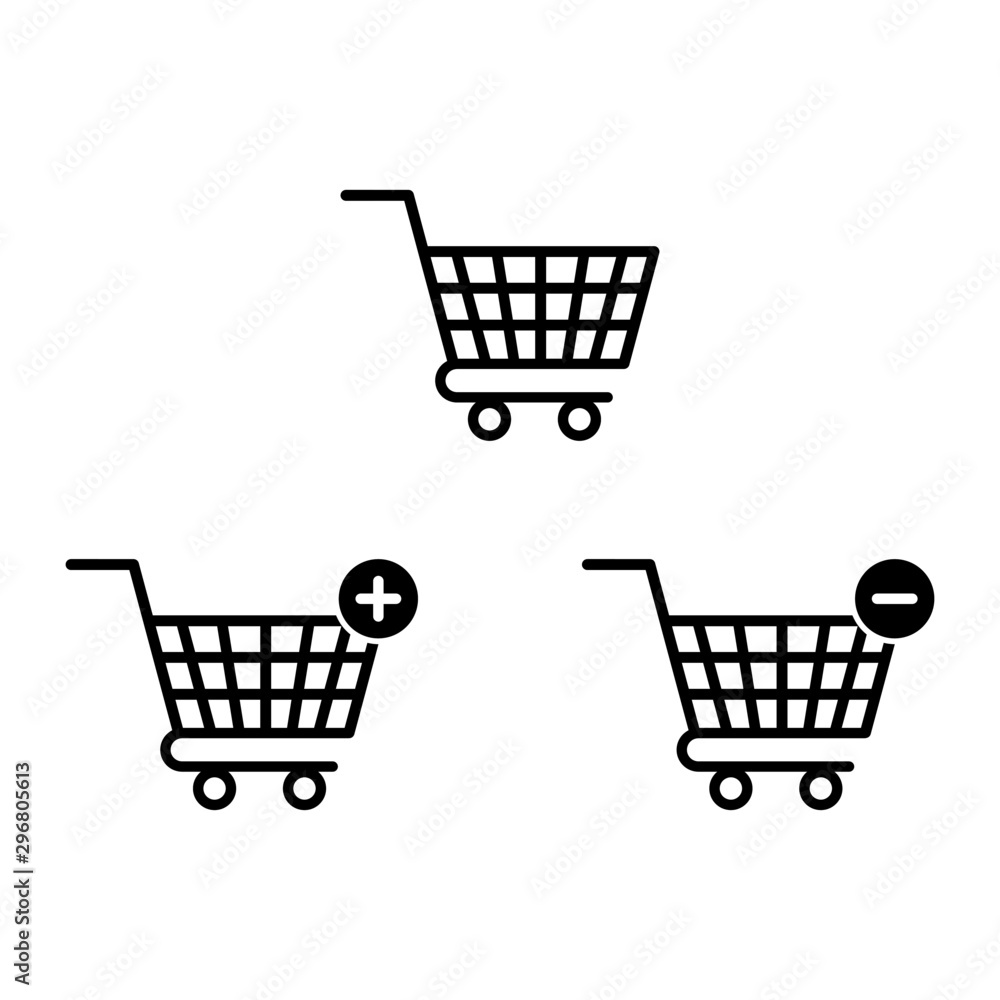 set of shopping cart icons isolated on white background. vector Illustration.