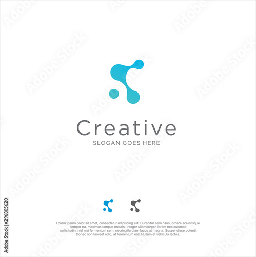 Molecule Tech Logo . DNA Molecule Atom Logo Abstract digital Technology design vector. molecule Letter K logo
