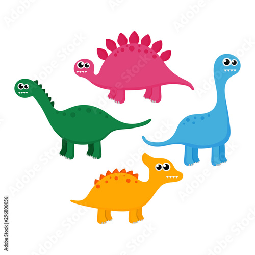 collection of dinosaurs isolated on white background. illustration vector.