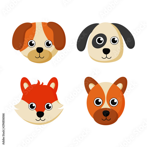 set of cartoon baby dog for kids. animal on white background. vector illustration. 