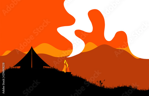 campeggio, tenda, accamparsi, fuoco, tarp