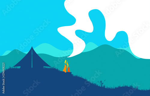 campeggio, tenda, accamparsi, fuoco, tarp