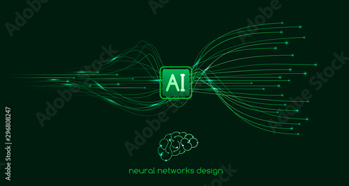 Neural networks design, artificial intelligence concept, vector template