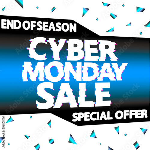 Cyber Monday Sale, poster design template, special offer, end of season, vector illustration