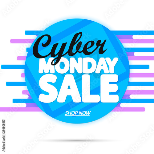 Cyber Monday Sale, poster design template, vector illustration